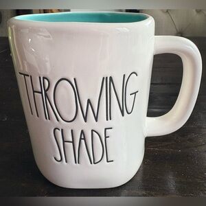 Rae Dunn White and Teal Mug - Throwing Shade